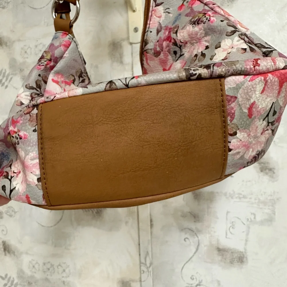 Rosetti Pink and Brown Floral Hobo Bag - Picture 4 of 7